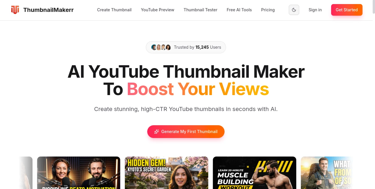 Screenshot of Thumbnail Maker – An AI tool in the ,AI Photo & Image Generator ,AI Thumbnail Maker ,AI Design Generator ,Video  category, showcasing its interface and key features.