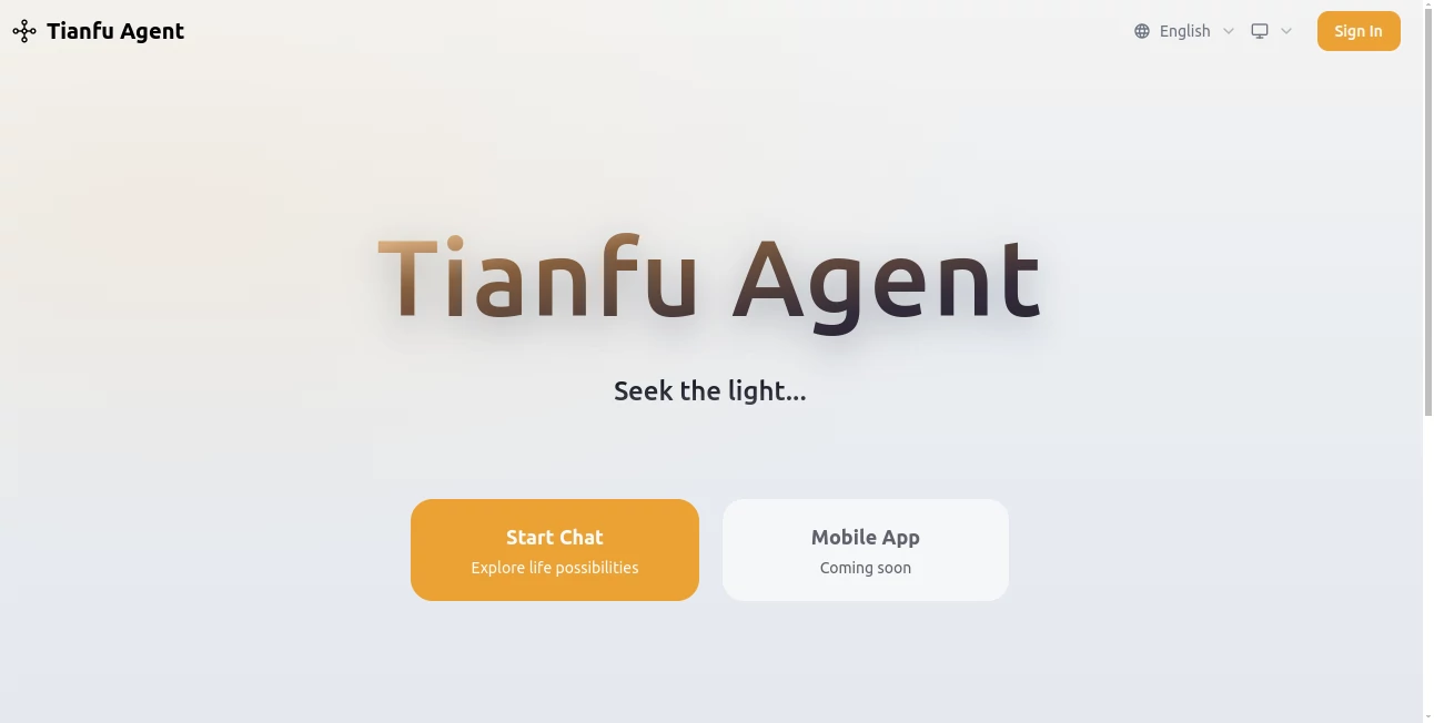 Screenshot of Tianfu Agent – An AI tool in the ,AI Research Tool ,AI Life Assistant ,AI Religion ,AI Coaching  category, showcasing its interface and key features.