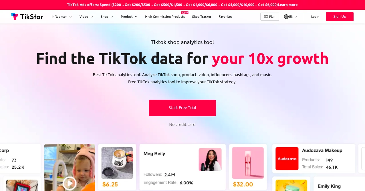 Screenshot of TikStar – An AI tool in the ,AI Lead Generation ,AI Research Tool ,AI Tiktok Assistant ,AI Analytics Assistant  category, showcasing its interface and key features.