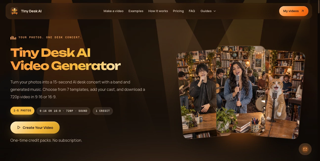 Screenshot of Tiny Desk AI – An AI tool in the ,AI Image to Video ,AI Music Video Generator ,AI Video Generator ,Video  category, showcasing its interface and key features.