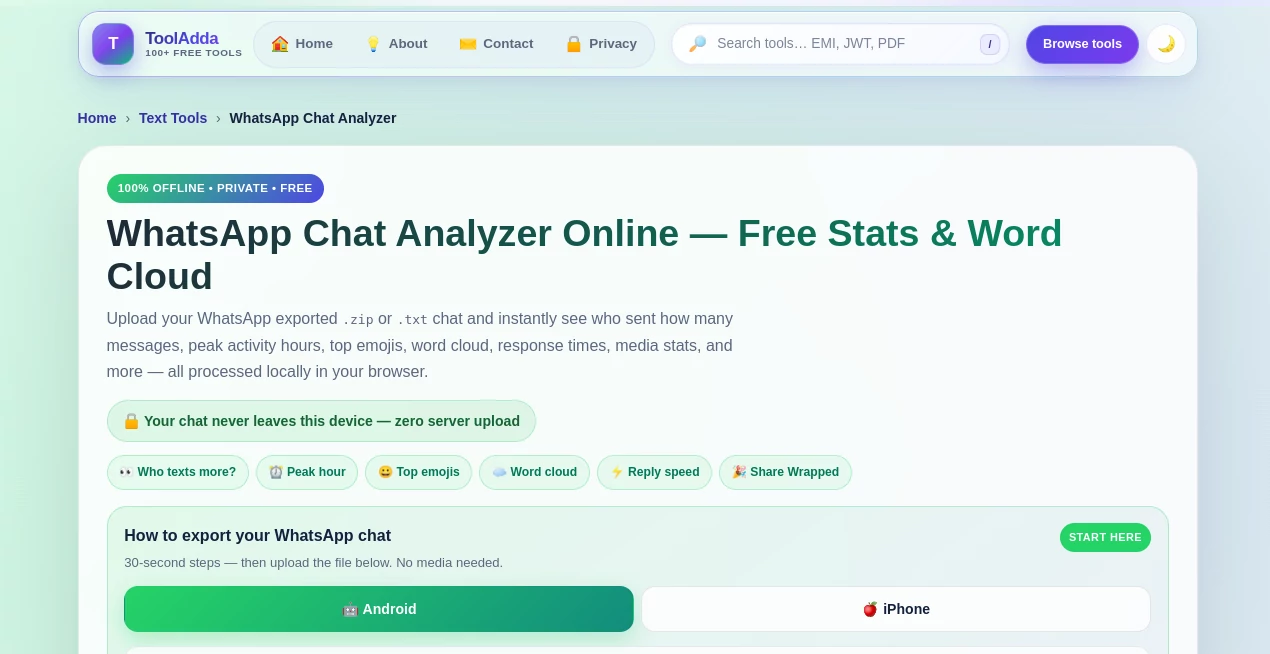 Screenshot of Whatsapp Chat Analyzer – An AI tool in the ,AI Analytics Assistant  category, showcasing its interface and key features.