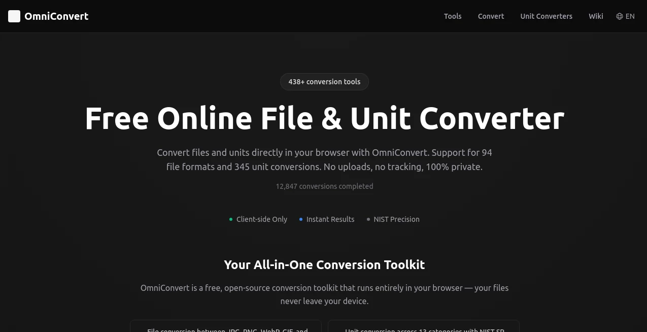 Screenshot of OmniConvert – An AI tool in the ,AI Text to Image ,AI Photo & Image Generator ,AI Art Generator ,AI Design Generator  category, showcasing its interface and key features.
