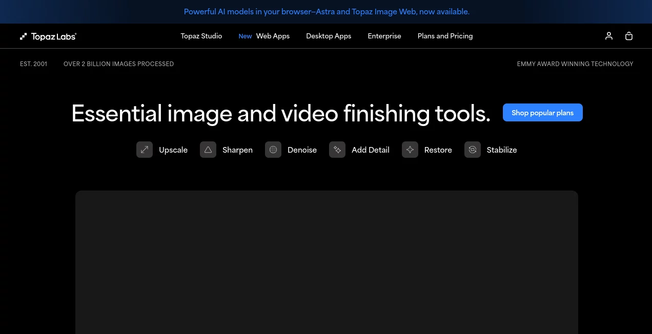 Screenshot of Topaz Labs – An AI tool in the ,Photo & Image Editor ,AI Photo Enhancer ,AI Image to Image ,AI Video Enhancer  category, showcasing its interface and key features.