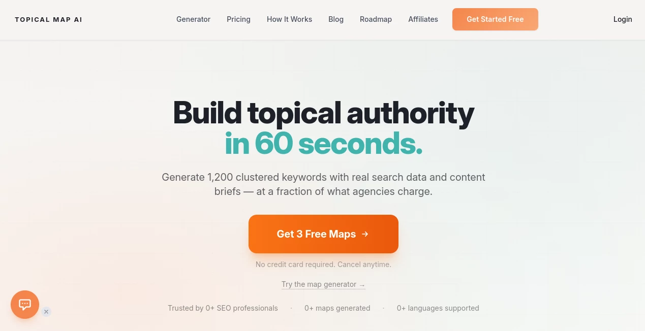 Screenshot of TOPICAL MAP AI – An AI tool in the ,AI Content Generator ,AI Research Tool ,AI SEO Assistant ,AI Marketing Plan Generator  category, showcasing its interface and key features.