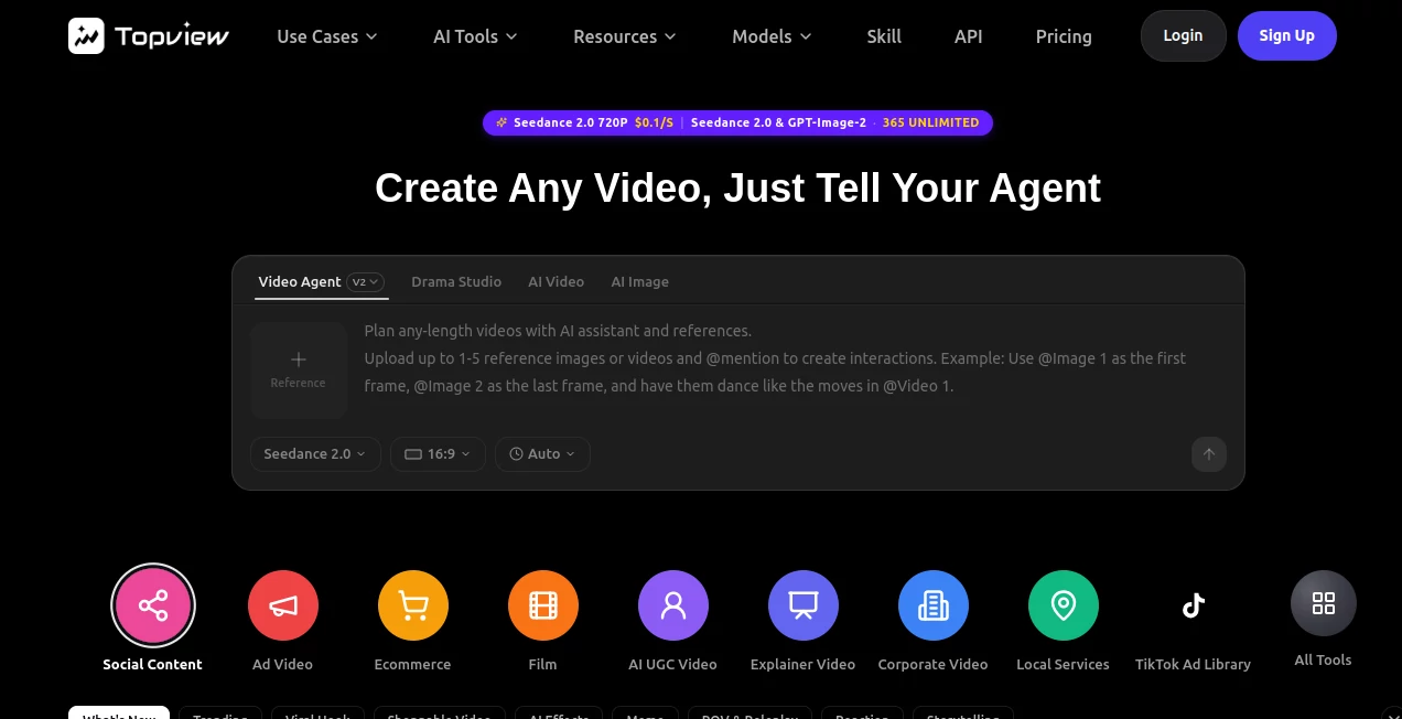 Screenshot of TopView – An AI tool in the ,AI Animated Video ,AI Image to Video ,AI Video Generator ,AI Text to Video  category, showcasing its interface and key features.