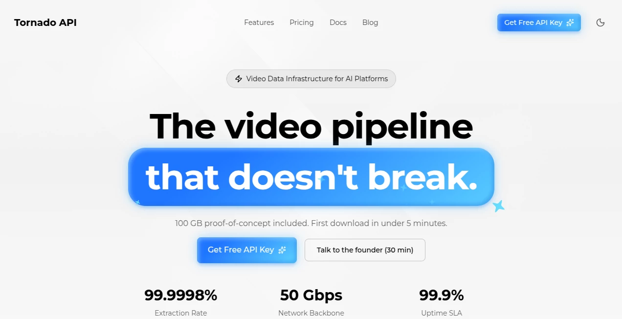 Screenshot of TornadoAPI – An AI tool in the ,AI Data Mining ,AI Research Tool ,AI API Design ,AI Developer Tools  category, showcasing its interface and key features.