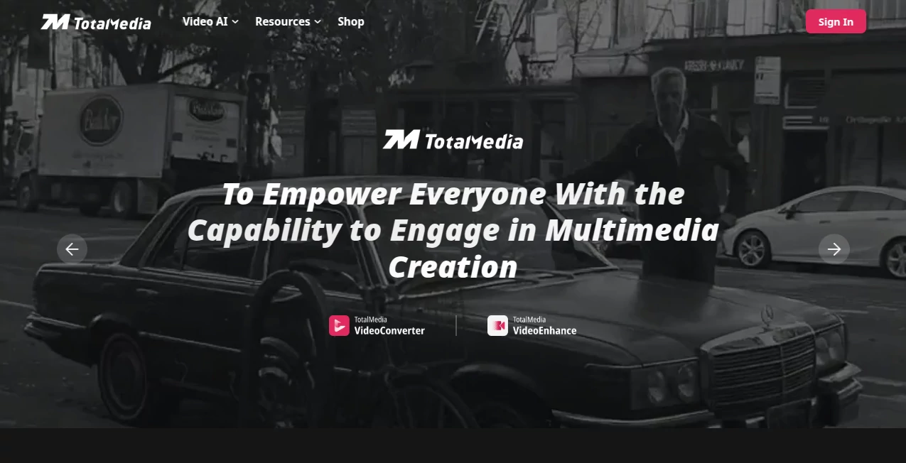 Screenshot of TotalMedia – An AI tool in the ,AI Video Editor ,AI Video Enhancer ,AI Video Generator ,AI Productivity Tools  category, showcasing its interface and key features.