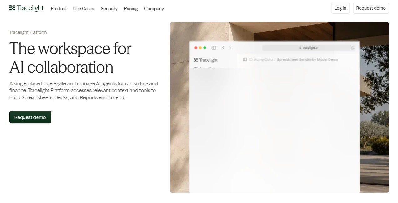 Screenshot of Tracelight Platform – An AI tool in the ,AI Investing Assistant ,AI Accounting Assistant ,AI Research Tool ,AI Spreadsheet  category, showcasing its interface and key features.