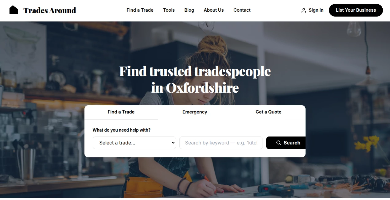 Screenshot of TradesAround – An AI tool in the ,Other  category, showcasing its interface and key features.