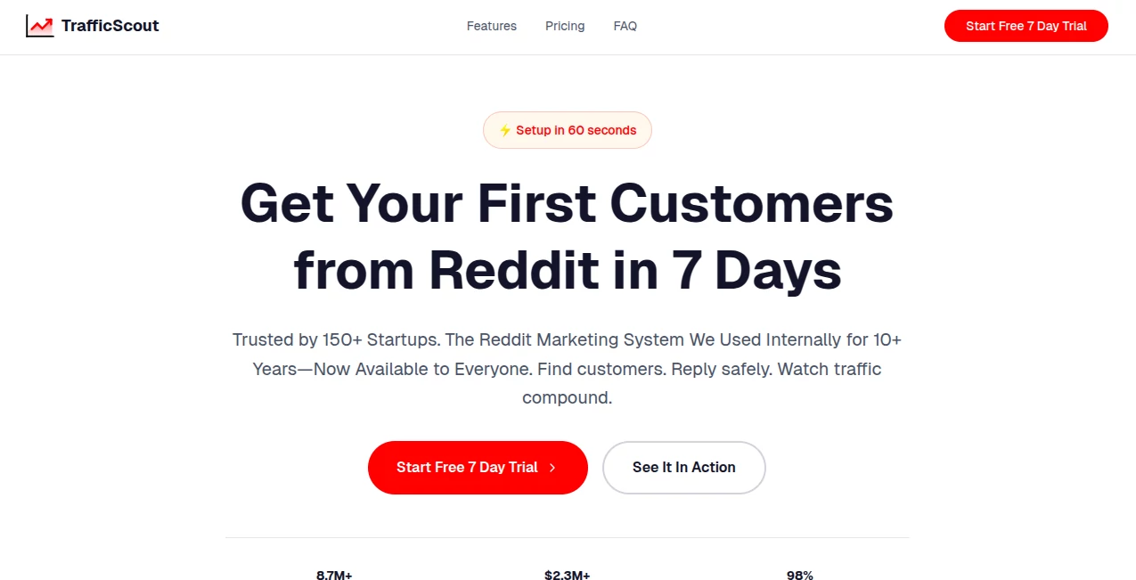 Screenshot of TrafficScout – An AI tool in the ,AI Content Generator ,AI SEO Assistant ,AI Social Media Assistant ,AI Lead Generation  category, showcasing its interface and key features.