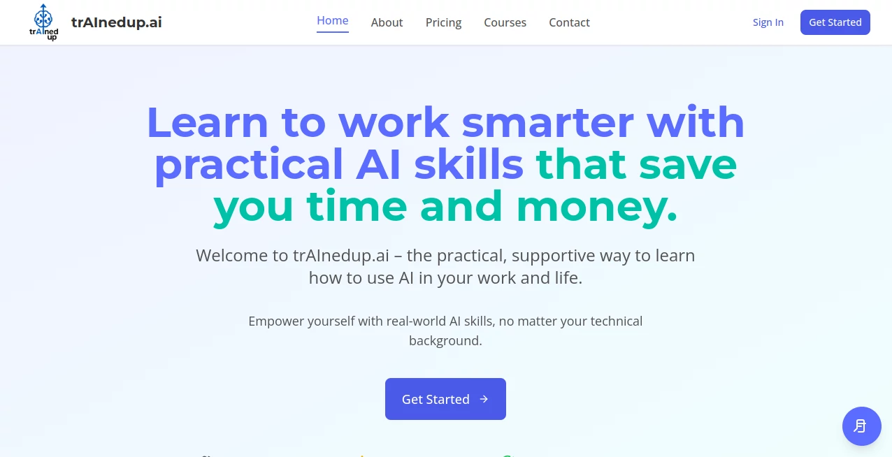 Screenshot of trAIned up – An AI tool in the ,AI Coaching ,AI Tutorial ,AI Course ,AI Education Assistant  category, showcasing its interface and key features.