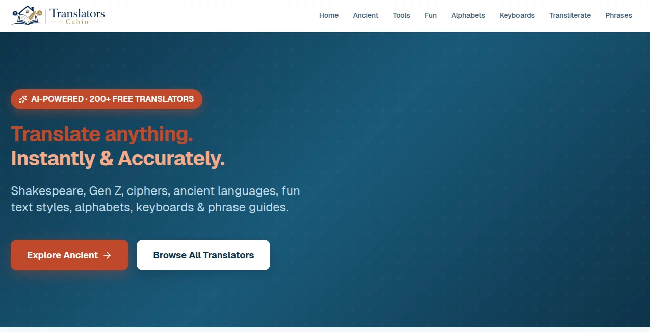 Screenshot of Translators Cabin – An AI tool in the ,AI Translate ,AI Content Generator ,AI Speech to Text ,AI Writing Assistants  category, showcasing its interface and key features.