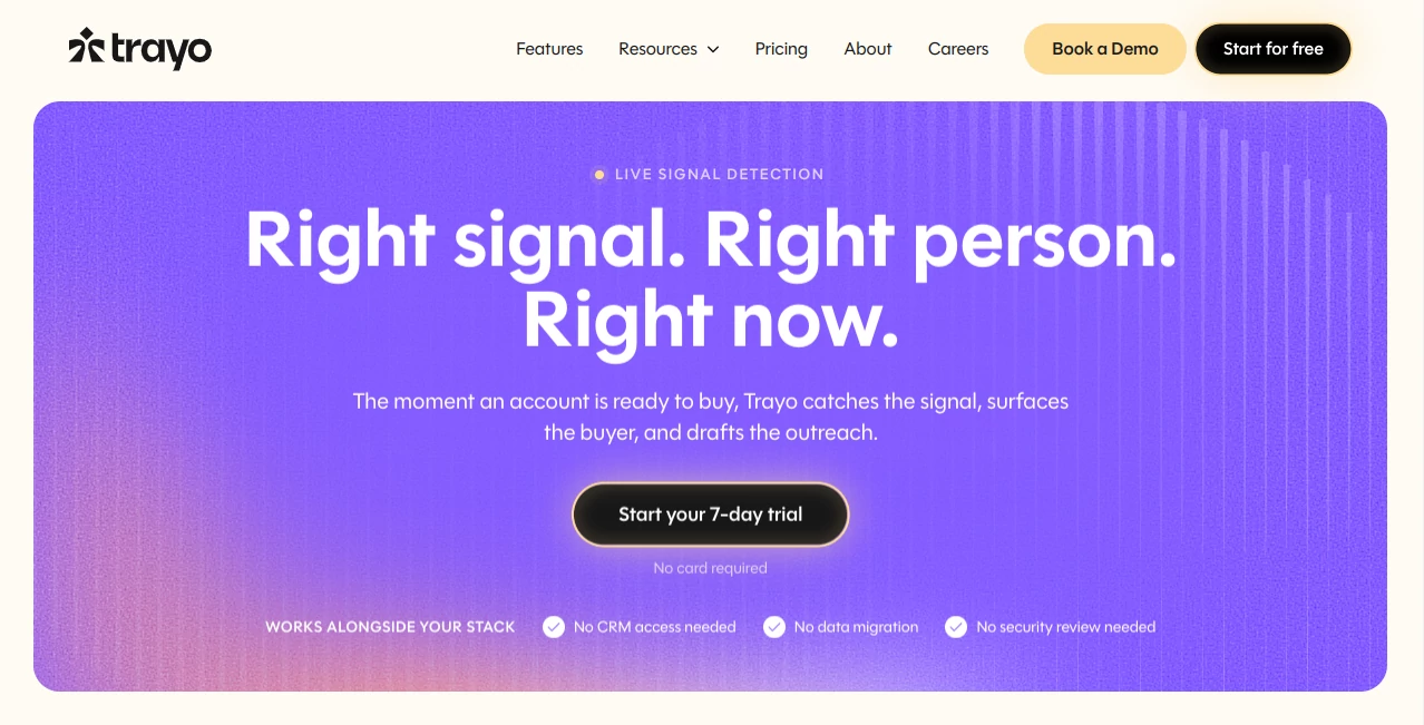 Screenshot of Trayo AI – An AI tool in the ,AI Sales Assistant ,AI Analytics Assistant ,AI CRM Assistant ,AI Lead Generation  category, showcasing its interface and key features.