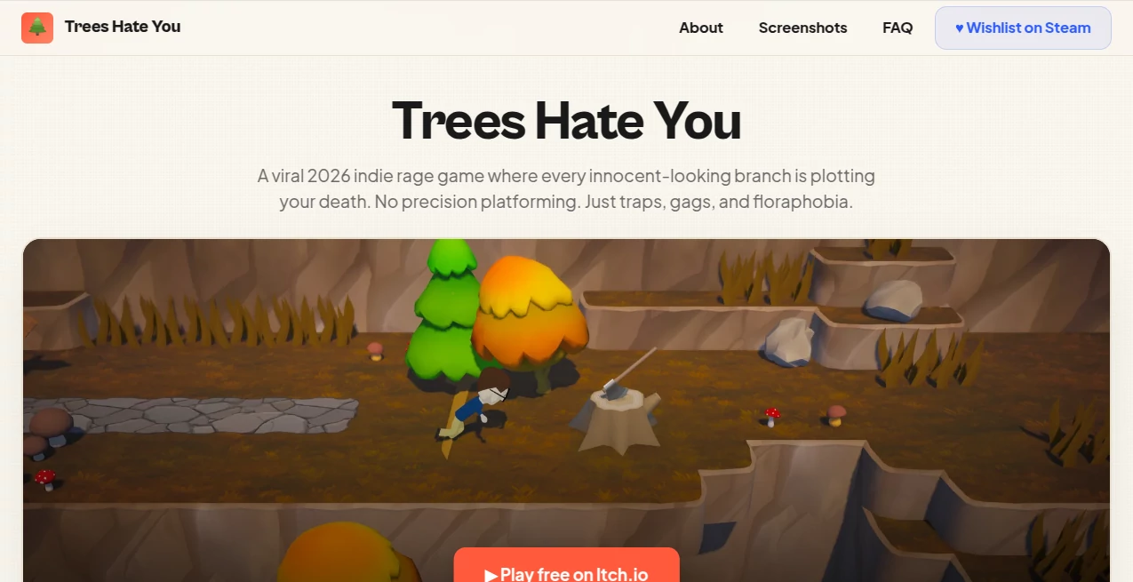 Screenshot of Trees Hate You – An AI tool in the ,AI Fun Tools  category, showcasing its interface and key features.