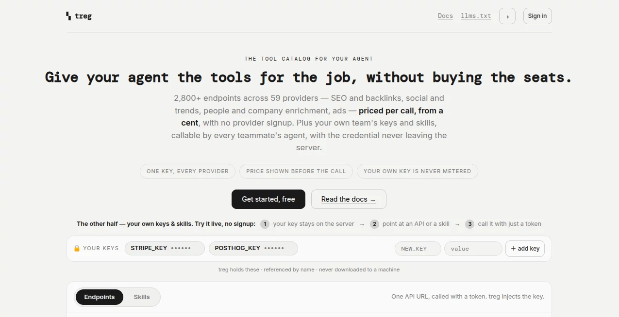 Screenshot of treg – An AI tool in the ,AI Lead Generation ,AI SEO Assistant ,AI Social Media Assistant ,AI Developer Tools  category, showcasing its interface and key features.