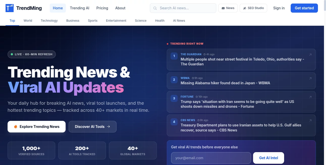 Screenshot of TrendMing – An AI tool in the ,AI Tools Directory  category, showcasing its interface and key features.