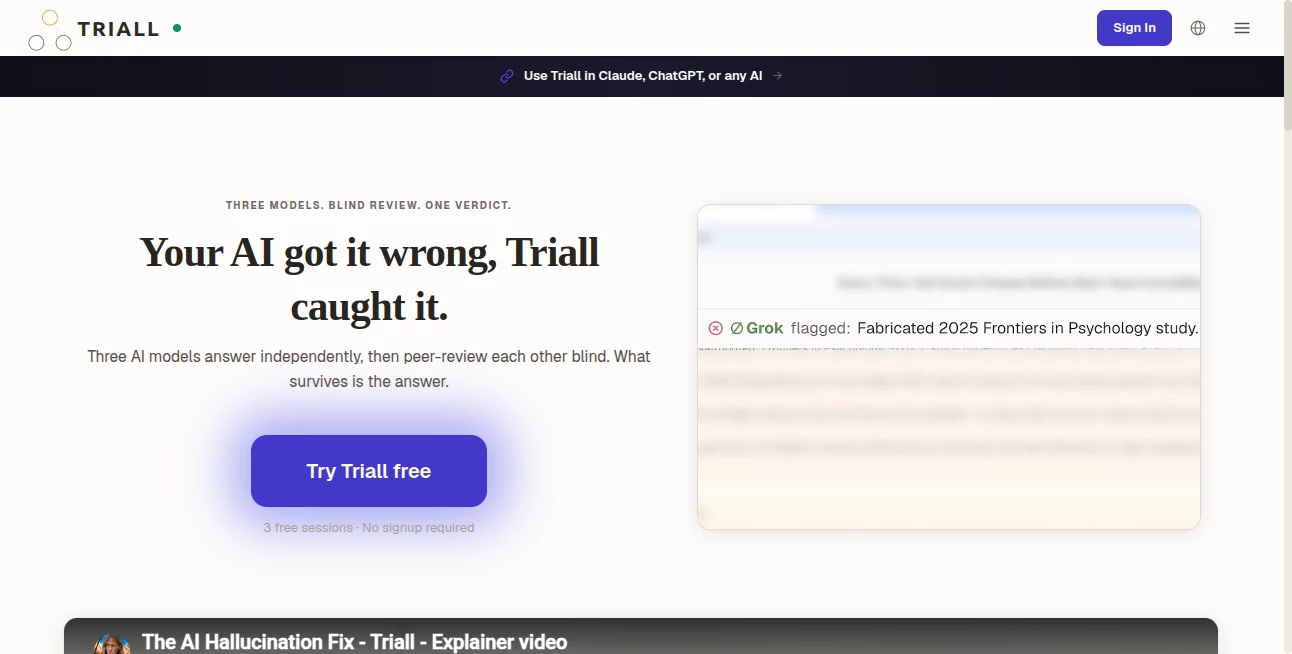 Screenshot of TRIALL – An AI tool in the ,AI No-Code & Low-Code ,AI Research Tool ,AI Productivity Tools ,AI Workflow Management  category, showcasing its interface and key features.