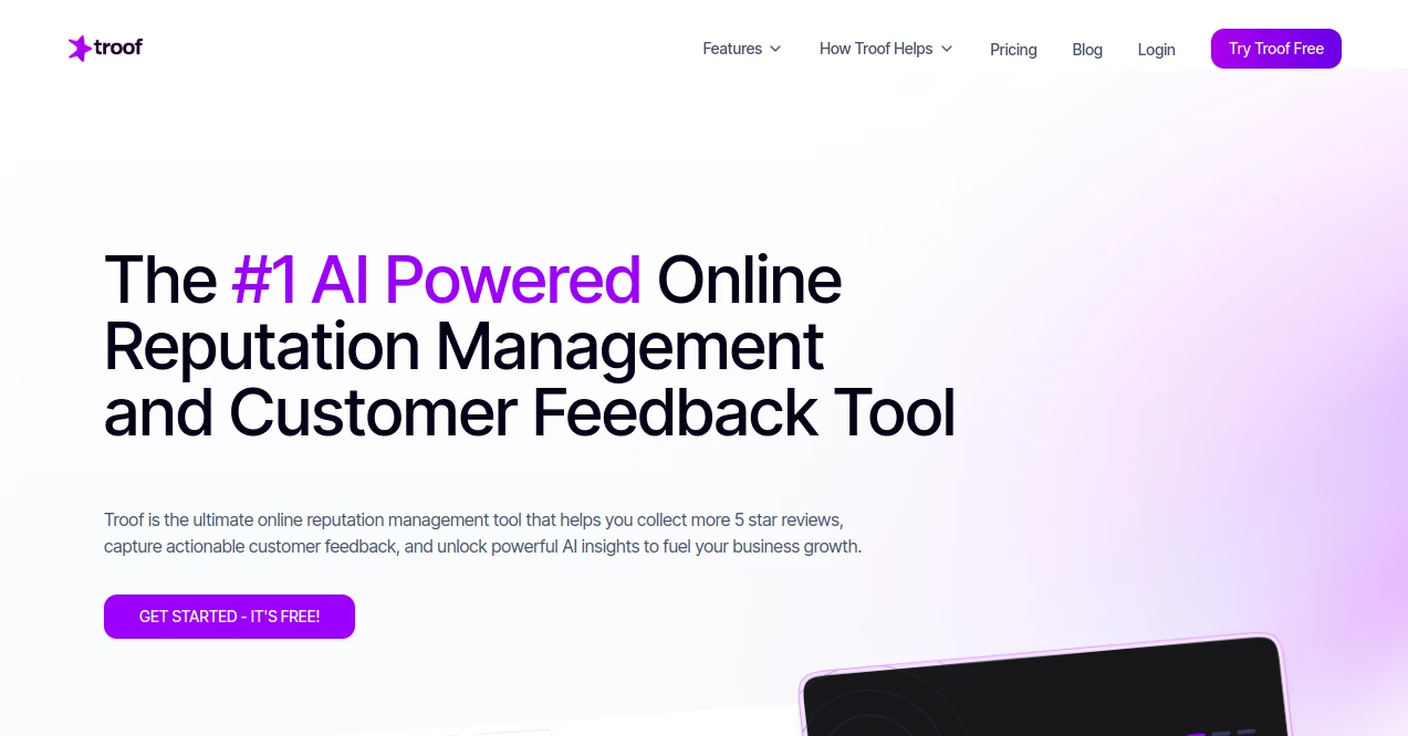 Screenshot of Troof – An AI tool in the ,AI Response Generator ,AI Forms & Surveys ,AI Customer Service Assistant ,AI Reviews Assistant  category, showcasing its interface and key features.