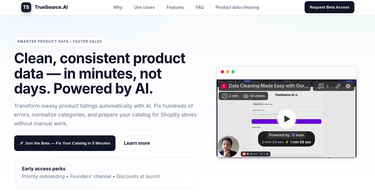 Screenshot of TrueSource AI – An AI tool in the ,AI SEO Assistant ,AI Content Generator ,AI Research Tool ,AI Product Description Generator  category, showcasing its interface and key features.