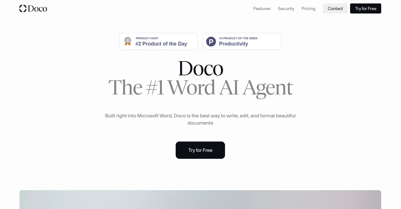 Screenshot of Doco – An AI tool in the ,AI WORD ,AI Documents Assistant ,AI Productivity Tools ,AI Writing Assistants  category, showcasing its interface and key features.