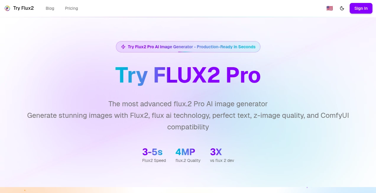 Screenshot of Try FLux2 – An AI tool in the ,AI Text to Image ,AI Photo & Image Generator ,AI Art Generator ,AI Design Generator  category, showcasing its interface and key features.