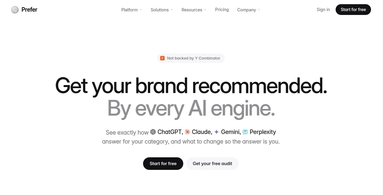 Screenshot of Prefer – An AI tool in the ,AI SEO Assistant ,AI Content Generator ,AI Research Tool ,AI Analytics Assistant  category, showcasing its interface and key features.