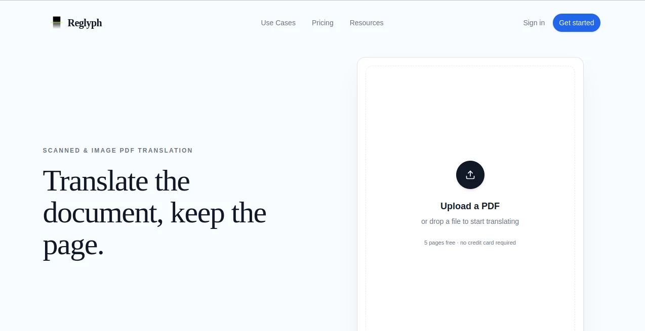 Screenshot of Reglyph – An AI tool in the ,AI PDF ,AI Translate ,AI Documents Assistant ,AI Document Extraction  category, showcasing its interface and key features.