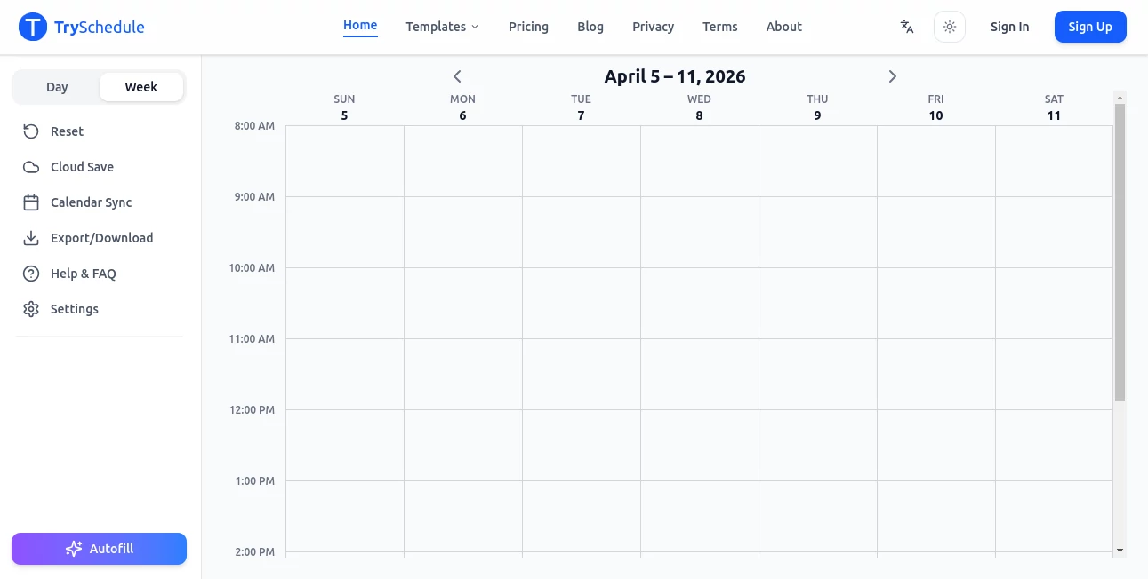 Screenshot of TrySchedule – An AI tool in the ,AI Workflow Management ,AI Productivity Tools ,AI Meeting Assistant ,AI Scheduling  category, showcasing its interface and key features.