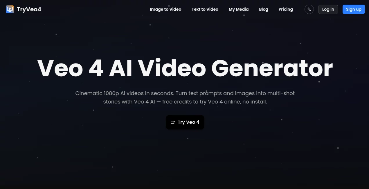 Screenshot of veo 4 – An AI tool in the ,AI Image to Video ,AI Video Generator ,AI Short Clips Generator ,AI Text to Video  category, showcasing its interface and key features.
