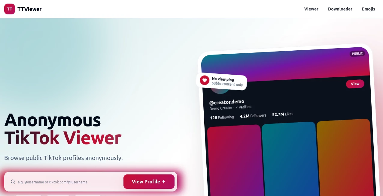 Screenshot of ttanonviewer – An AI tool in the ,AI Tiktok Assistant ,AI Social Media Assistant ,AI Research Tool ,AI Analytics Assistant  category, showcasing its interface and key features.