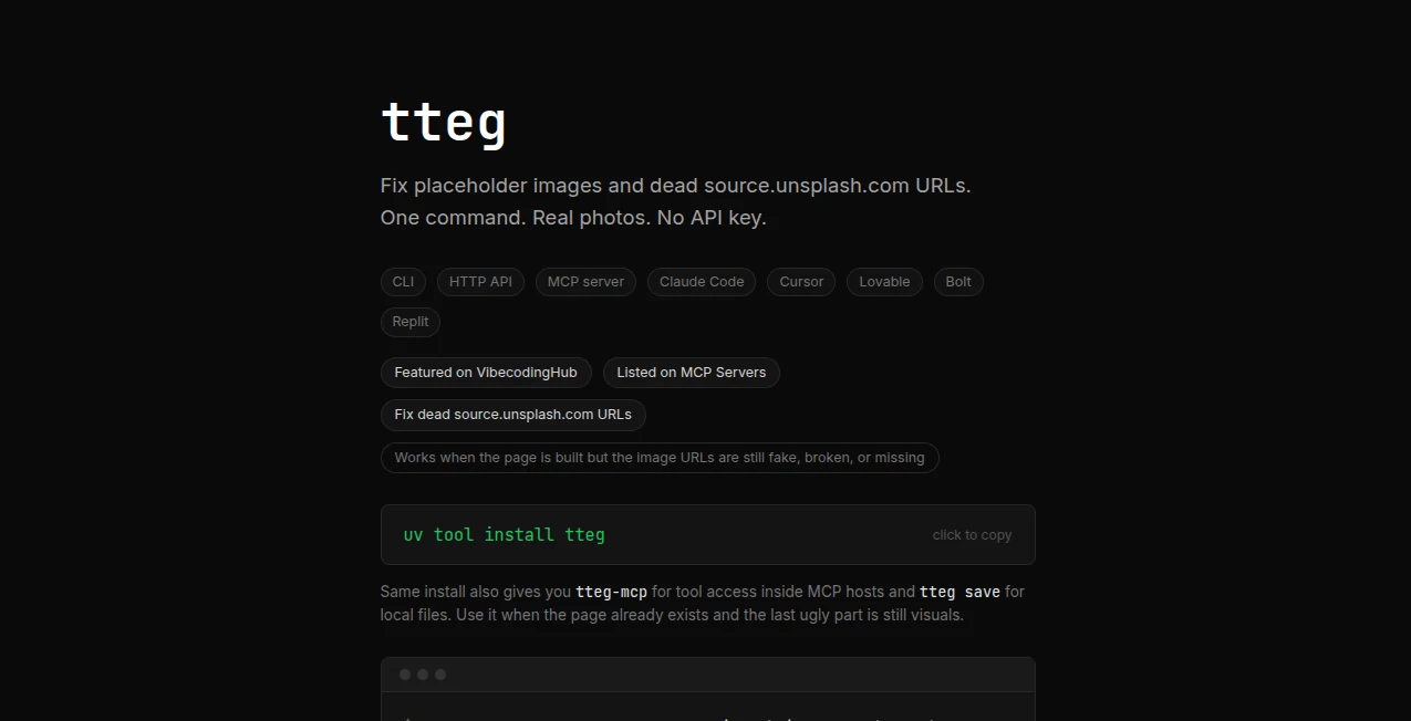 Screenshot of tteg – An AI tool in the ,AI Design Generator  category, showcasing its interface and key features.