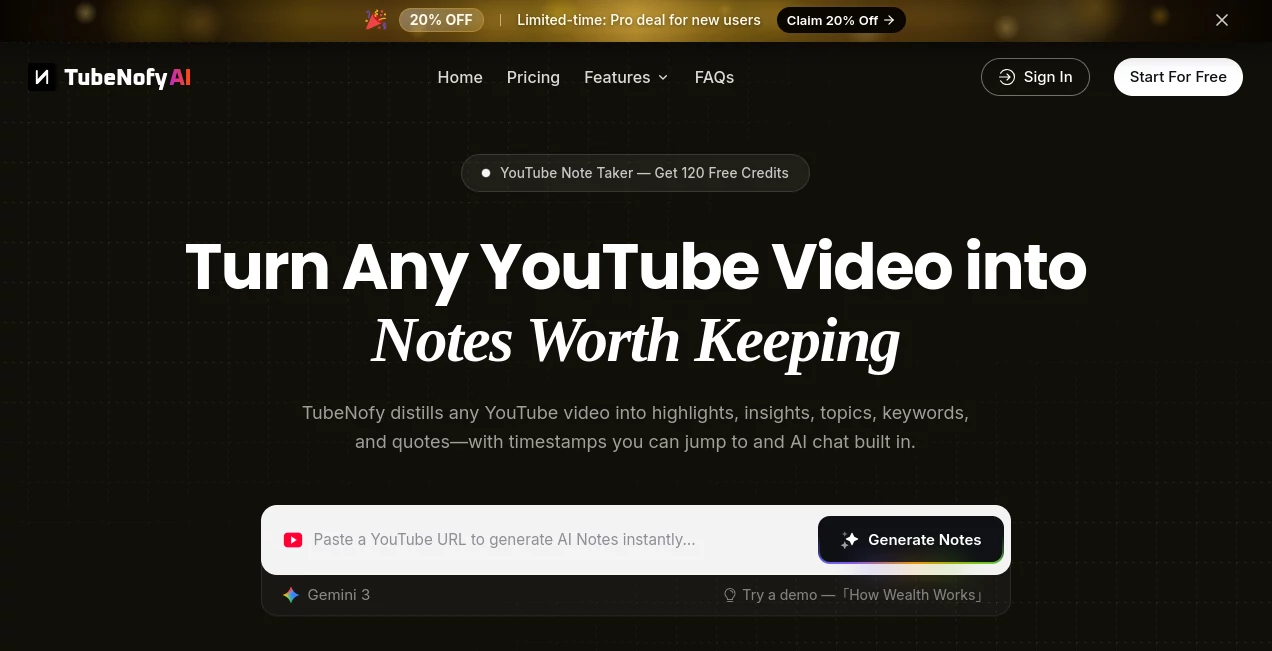 Screenshot of TubeNofy AI – An AI tool in the ,AI Video Editor ,AI Video Enhancer ,AI Video Search ,AI Productivity Tools  category, showcasing its interface and key features.