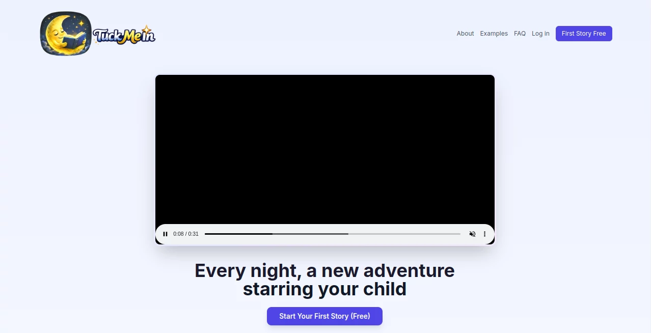Screenshot of Tuck Me In – An AI tool in the ,AI Life Assistant ,AI Parenting  category, showcasing its interface and key features.