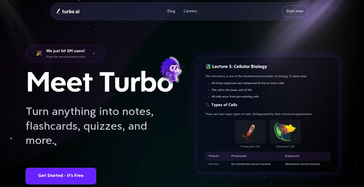 Screenshot of Turbo AI – An AI tool in the ,AI Documents Assistant ,AI Productivity Tools ,Education ,AI Notes Assistant  category, showcasing its interface and key features.