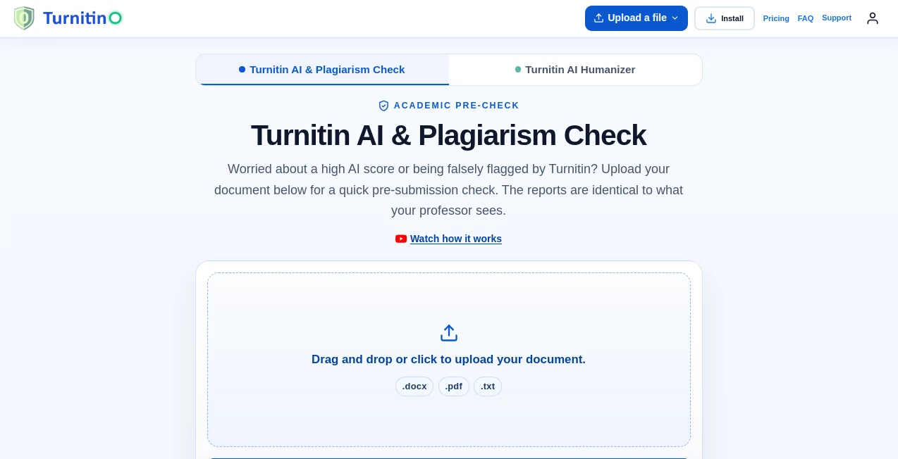 Screenshot of Turnitin0 – An AI tool in the ,AI Detector ,AI Papers ,AI Plagiarism Checker ,AI Content Detector  category, showcasing its interface and key features.