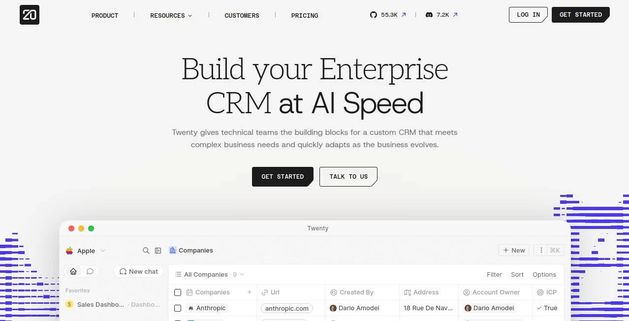 Screenshot of Twenty – An AI tool in the ,AI Workflow Management ,AI CRM Assistant ,AI Developer Tools ,AI Productivity Tools  category, showcasing its interface and key features.