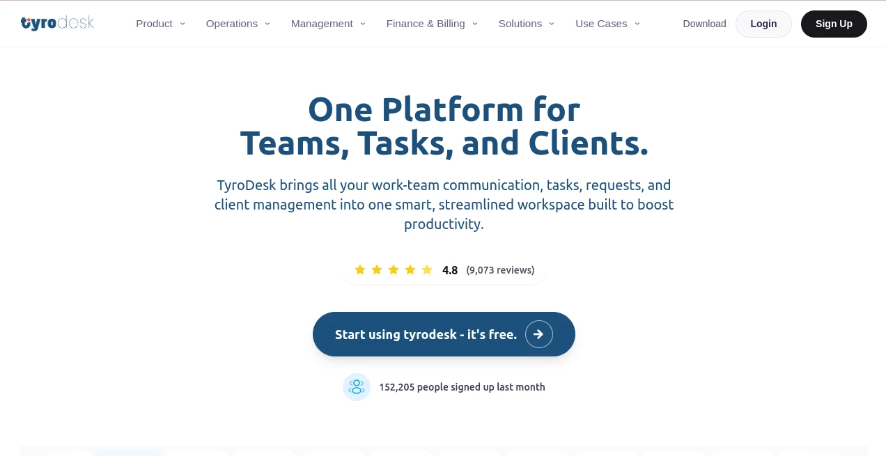 Screenshot of Tyrodesk – An AI tool in the ,AI Productivity Tools ,AI Task Management ,AI Team Collaboration ,AI Workflow Management  category, showcasing its interface and key features.