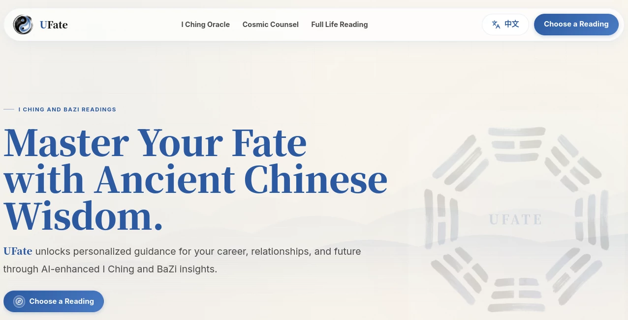 Screenshot of UFate – An AI tool in the ,AI Life Assistant ,AI Fun Tools ,Other  category, showcasing its interface and key features.