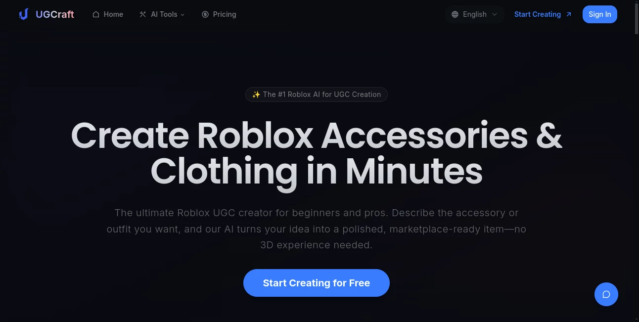 Screenshot of UGCraft – An AI tool in the ,AI Design Generator ,AI Game ,AI 3D Model Generator ,AI Text to 3D  category, showcasing its interface and key features.
