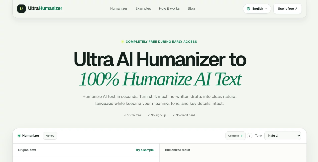 Screenshot of Ultra Humanizer – An AI tool in the ,Text & Writing ,AI Rewriter ,AI General Writing ,AI Writing Assistants  category, showcasing its interface and key features.