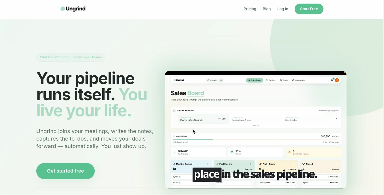 Screenshot of Ungrind – An AI tool in the ,AI Sales Assistant ,AI CRM Assistant ,AI Productivity Tools ,AI Meeting Assistant  category, showcasing its interface and key features.