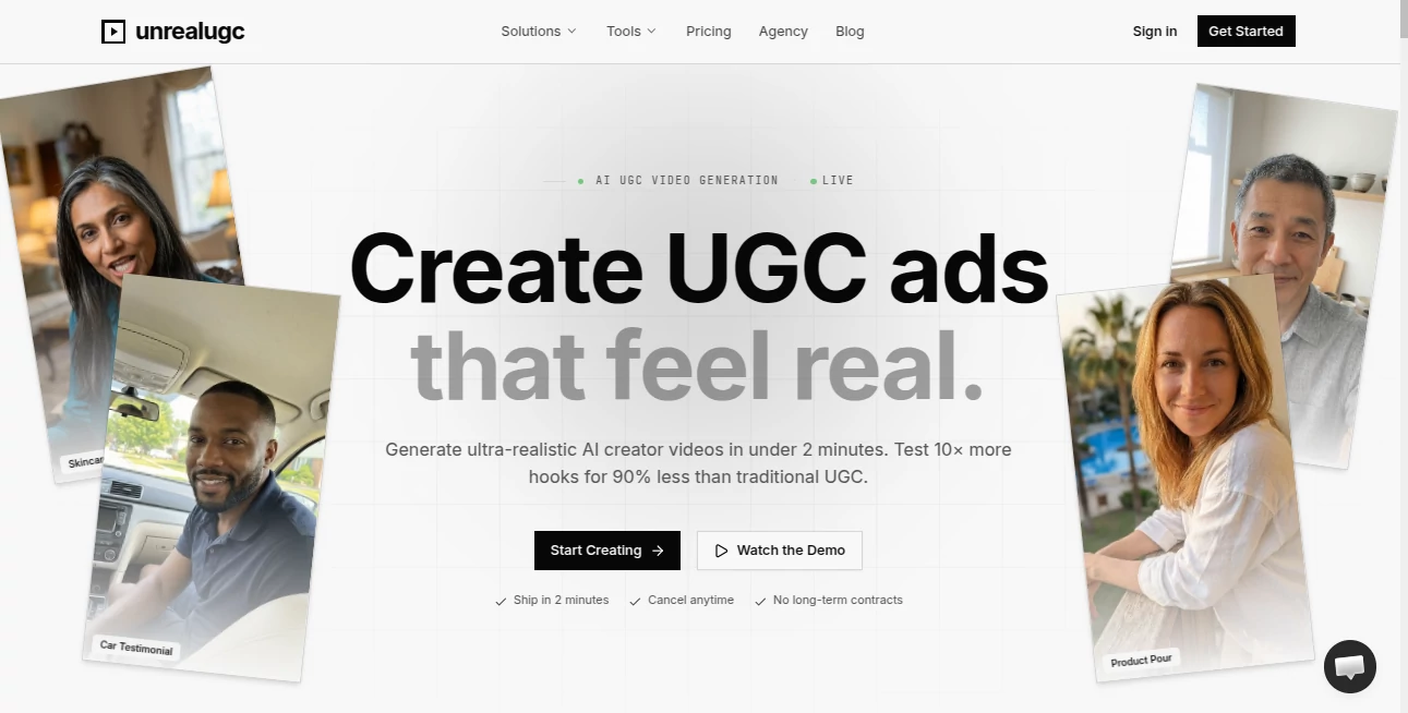 Screenshot of UnrealUGC – An AI tool in the ,AI Image to Video ,AI Video Generator ,AI Text to Video ,AI UGC Video Generator  category, showcasing its interface and key features.
