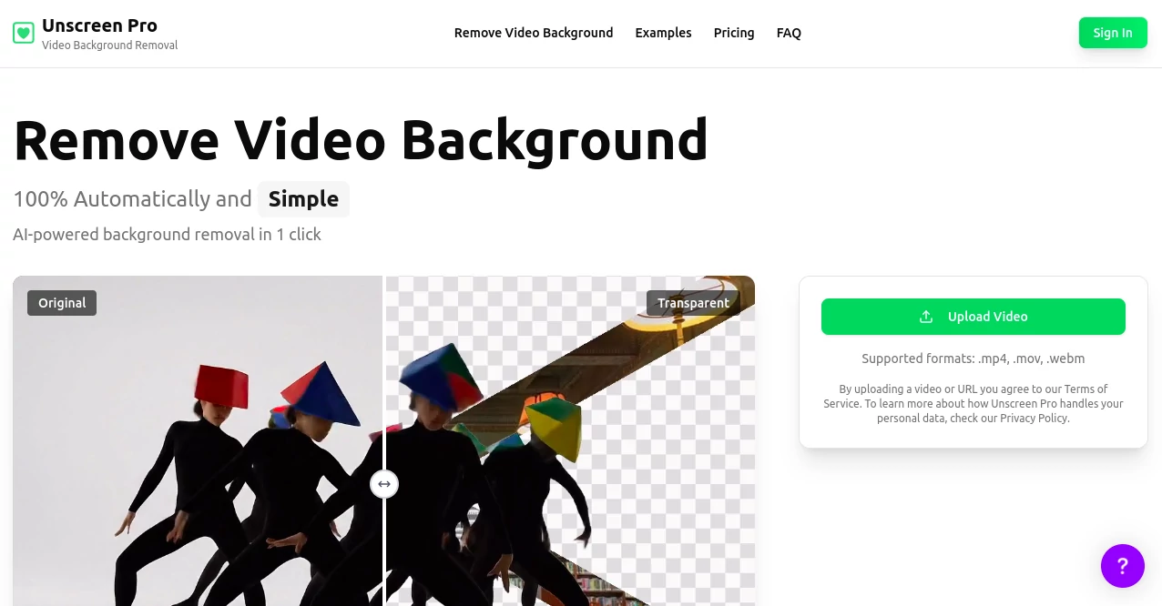 Screenshot of Unscreen Pro – An AI tool in the ,AI Background Remover ,AI Video Editor ,AI Video Generator ,Photo & Image Editor  category, showcasing its interface and key features.
