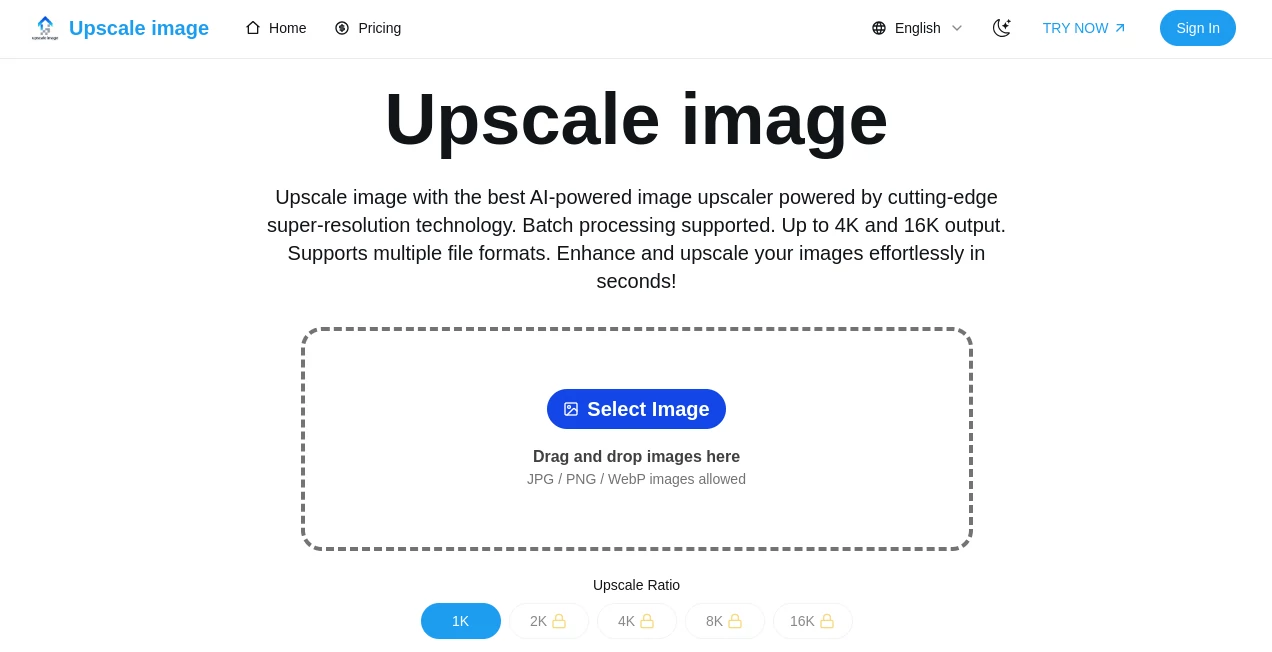 Screenshot of Upscale image – An AI tool in the ,AI Photo & Image Generator ,Photo & Image Editor ,AI Photo Enhancer  category, showcasing its interface and key features.