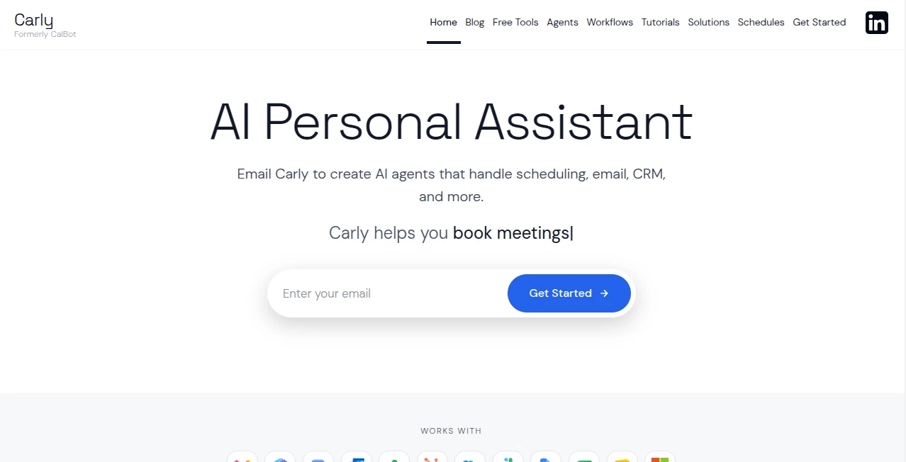 Screenshot of Carly – An AI tool in the ,AI Email Assistant ,AI Productivity Tools ,AI Workflow Management ,AI Scheduling ,Business  category, showcasing its interface and key features.