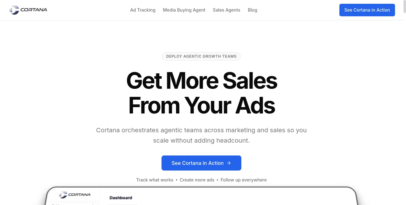 Screenshot of Cortana – An AI tool in the ,AI Sales Assistant ,AI Analytics Assistant ,AI CRM Assistant ,AI Advertising Assistant  category, showcasing its interface and key features.