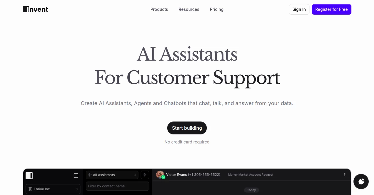 Screenshot of invent – An AI tool in the ,AI Customer Service Assistant ,AI Team Collaboration ,AI Chatbot ,AI Voice Assistants  category, showcasing its interface and key features.