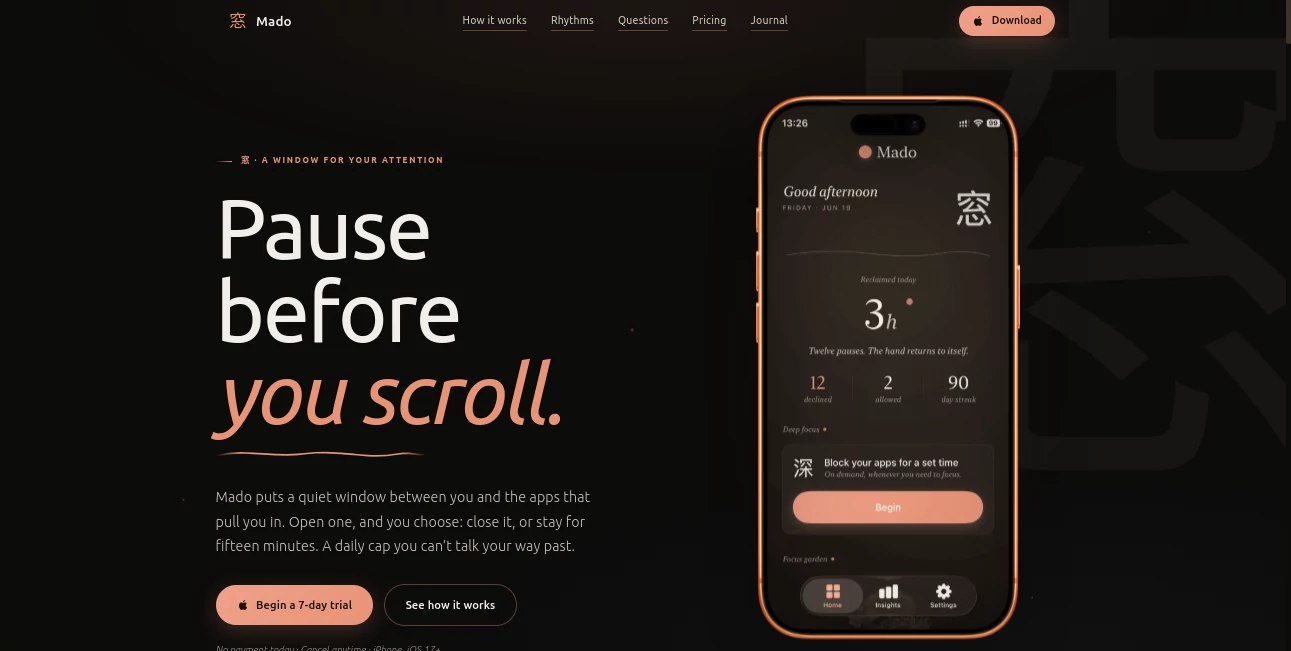 Screenshot of Mado – An AI tool in the ,AI Life Assistant ,AI Productivity Tools  category, showcasing its interface and key features.