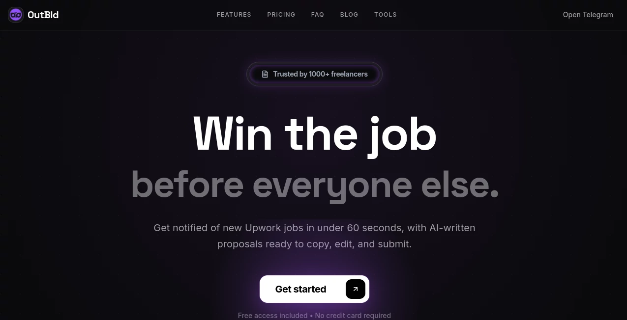 Screenshot of OutBid – An AI tool in the ,AI Advertising Assistant ,AI Analytics Assistant ,AI Marketing Plan Generator  category, showcasing its interface and key features.