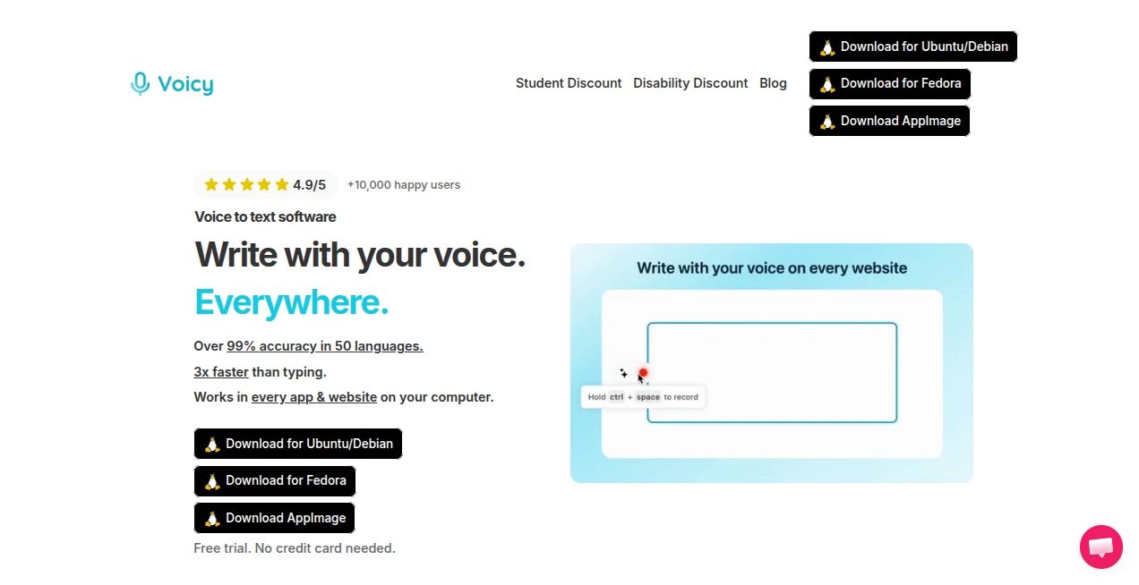 Screenshot of Voicy – An AI tool in the ,AI Productivity Tools ,AI Transcription ,AI Speech to Text ,AI Writing Assistants  category, showcasing its interface and key features.